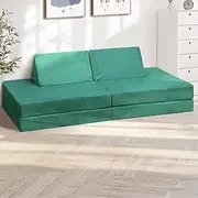 Oikiture Floor Couch 6Pcs Kids Sofa Set Play Couch Modular Lounge Chair Green