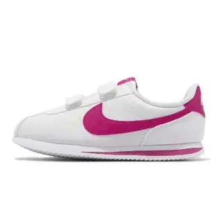 【NIKE 耐吉】童鞋 Cortez Basic SL PSV 中童 白 粉 魔鬼氈 皮革 小朋友 阿甘鞋(904767-109)