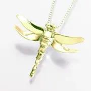 Gold Vermeil Dragonfly Memorial Jewelry Pendant Funeral Cremation Urn