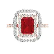 2.6 Emerald Halo Tourmaline Statement Engagement Wedding Ring 14k 2 tone Gold