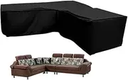 L Shaped Garden Furniture Covers - Protective Cover for Corner Sofa with Durable Hem Cord, 210D L shaped outdoor sofa cover L shaped patio couch cover (L shape 79"×106"×35.4")