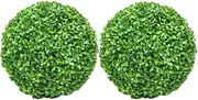 2Pcs Artificial Topiary Balls, Round Fake Boxwood Topiary Balls, Decorative Hanging Fake Topiary Ball for Outdoor Indoor Wedding and Home Decor