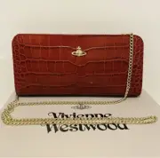 VIVIENNE WESTWOOD Yasmine Croc Print Long Pochette Clutch Bag With Gold Chain