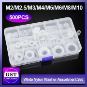 500pcs White Nylon Washer M2 - M10 Assorted Set Tight Seal Gasket Liquids Kit AU