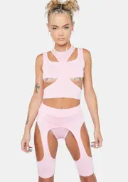 Blush Experimenting Cut Out Shorts Set