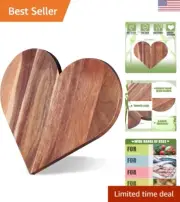 Heart Shaped , 12 x 10 x 0.6 Inch Acacia Wood Bread Board Cheese Serving Plat...
