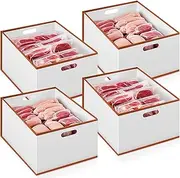 Chunful 4 Pcs Freezer Organizer Bins Storage Containers with Handles Stackable Deep Freezer Shelf Rack for Chest Freezers, Water Resistant, 11.8 x 15.7 x 7.9 Inch