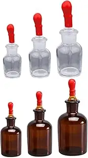 SOLUSTRE 6 Pack of 30ml 60ml 125ml Plastic Dropper Bottles Glass Tip Laboratory Reagent Bottles for Science Projects