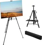 uxcell Painting Easel Stand, 4 Pack 21" to 61" Adjustable Aluminum Metal Tripod Artist Display Easel with Portable Bag Paintbrush Tray for Table/Floor Painting, Drawing, Black