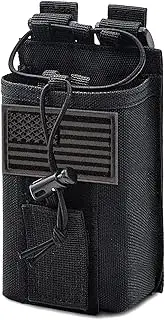 Tactical Radio Holder Molle Radio Pouch Case Heavy Duty Radios Holster Bag for Two Ways Walkie Talkies Adjustable Storage with 1 Pack Patch