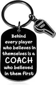 [FOOZDEEVAAQ] Coach Keychain, Black, Sports Coach Keychain, Modern, Round, Customizable, Stainless Steel, Unisex-Adults