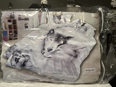 Wolf Couple Bedding Set Duvet Cover & 2 Pillow Cases 200x230 cm New