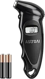 AstroAI Digital Tyre Pressure Gauge 150 PSI with Replaceable AAA Batteries, with Backlit LCD for Easy Reading, 4 Units Settings for Car Truck Bicycle Tyre Pressure Checker Car Accessories, Black