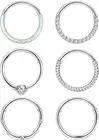 6PCS Surgical Steel Hinged Hoop Nose Ring for Women 16G 18G Nose Rings Seamless