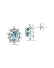 Gem Spark 14K 1.60 ct. tw. Diamond & Aquamarine Earrings