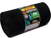 Homewise 40 Tie Top Bin Bags Heavy Duty 70L Handle Bin Bag Refuse Sacks Pack Of 40 Black Bags For Rubbish Large Bin Bags Eco Friendly for Every Day Use Strong Bin Liners Made from Recycled Material