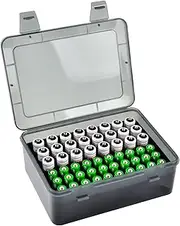 FULLCASE Battery Storage Organizer Holder Holds 54 AA AAA Batteries, Box Cases Garage Container, Home Drawer Organization Dispenser (Case Only) (Brown)