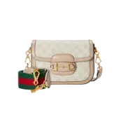 Gucci Horsebit 1955 GG Mini Bag Beige White Canvas