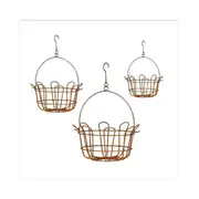 3pc A.FRESCO Metal Hanging Outdoor Planter Basket Set Garden/Patio Decor Rust