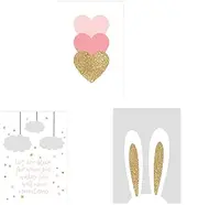Baby Rabbit's Ears Heart Star Cloud Wall Art Poster And Print Nursery Canvas Painting Nordic Pictures For Kids Girls Room Decor 50x70cmX3PCS Frameless