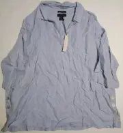 TAHARI Light Blue White Heather 100% Linen 3/4 Sleeve Top Shirt Size 2X NWT