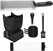 Fresh Meat Slicer - Stainless Steel Manual Fresh Meat Cutter Efficient Meat Cleaver Slicer Nonslip Fresh Meat Cutter Thickness Adjustable 2 or 4 mm for Beef Pork Kitchens (Black)