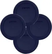 Pyrex 7200-PC round Storage Cover for Glass Bowls, Dark Blue (4-Pack)