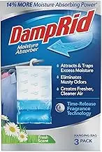 DAMPRID Fresh Scent Hanging Moisture Absorber, 16 oz., 3 Pack - Eliminates Musty Odors for Fresher, 14% More Moisture Absorbing Power*, Blue, Medium (FG86FSSBAM)