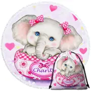 Charity Kids Inspiring Design Cute Girly Elephant Round Beach Towel
