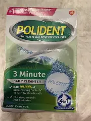 Polident Antibacterial Denture Cleanser Tablets, 120 Count Exp 5/26 Dee Clean