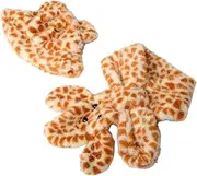 [TOGEVAL] Leopard Print Hat and Scarf Set Women's Cozy Winter Suit Faux Fur Ears Beanies for Small Face Chocolate