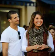 Mark Ballas Bristol Palin pose on the set of "Extra" at the Grove - Old Photo 4