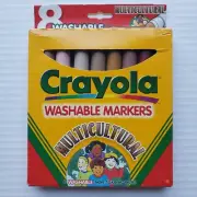 Vintage 1997 Crayola Multicultural Ethnic Skin Tones Washable Markers 8 Colors