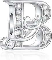 [FOREVER QUEEN] Initial Charms 925 Sterling Silver Letter A-Z Charms for Snake Chain Bracelet Necklace Alphabet Beads