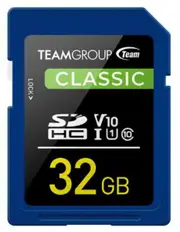 Team Classic SD Memory Card -32 GB - UHS Ultra Speed Class 1U1. Supports Video Speed Class 10V10.