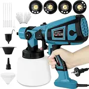 Paint Gun, 800 W HVLP Electric Spray Gun Paint Sprayer with Cleaning and Blow Fittings 4 Copper Nozzles and 3 Patterns, for Indoor and Outdoor Home, Cabinets, Fences, Ceilings