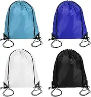 Rstigiker 4 Pack Drawstring Bags PE Bags Drawstring Gym Bags Waterproof Drawstring Pocket Swimming Bag Unisex Large Drawstring Backpack Travel Storage Organization for Girls Boys Kids Adults