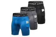 Lixada 3 Pack Men Sports Shorts Active Workout Underwear with Pocket
