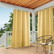 Exclusive Home Cabana Solid Indoor/Outdoor Light Filtering Grommet Top Curtain Panel Pair, 54"x108", Sundress Yellow