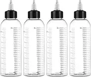 Segbeauty 8.5oz Twist Top Applicator Bottle, 4pcs 250ml Measured Hair Dye Bottles, Clear Empty Hair Oil Bottle with Ratio Graduated Scale, Hair Color Squeeze Bottle Application Bottles for Hair Dyeing