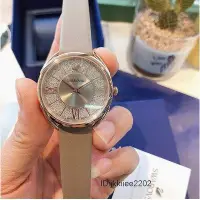 在飛比找Yahoo!奇摩拍賣優惠-Swarovski施華洛世奇手錶 滿天星水晶真皮石英女手錶 
