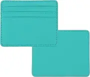 [uxcell] Minimalist Slim Wallet, 2 Pcs Leather Front Pocket Credit Card Holder with ID Window for Business Men & Women, Lake Blue