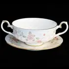 ROYAL ALBERT AUTUMN SUNLIGHT Cream Soup & Stand made in England NEW NEVER USED