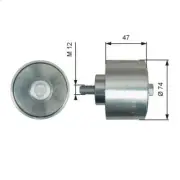 Deflection/Guide Pulley, V-ribbed belt GATES T36637 for TRAKKER II 12.9 2012-