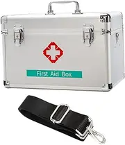 GARENDE Empty First Aid Box with Shoulder Strap Aluminum Frame for Outdoor Professional Multifunctional with Top Handle