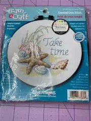 DIMENSIONS Learn A Craft Counted Cross Stitch Kit TAKE TIME - 6" Round
