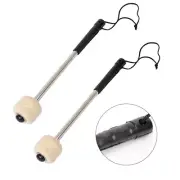 2Pcs Bass Drum Mallet Felt Head Mallet Timpani with Stainless Steel Handle