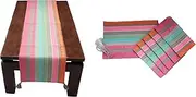 Dekor World 9 Piece Cotton Estrea Colourful Collection Table Runner with Place Mat (Multi Colour, 33x240 cm or 13x94 Inches or 8 Seater Table)-for Dining & Center Table