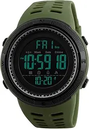 [TONSHEN] Sport Watches for Men LED Stopwatch Alarm Double Time Outdoor Military Digital 50M Waterproof Plastic Case with Rubber Band Watch