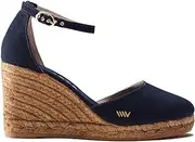 VISCATA Handmade in Spain Estartit 3" Wedge Heels Ankle Strap Soft Canvas Closed Toe Espadrille Heels